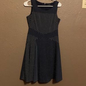 Navy dress with white polka dots from The Limited